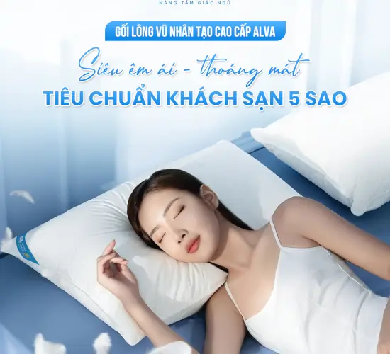 Gối nằm Lông vũ nhân tạo cao cấp Alva