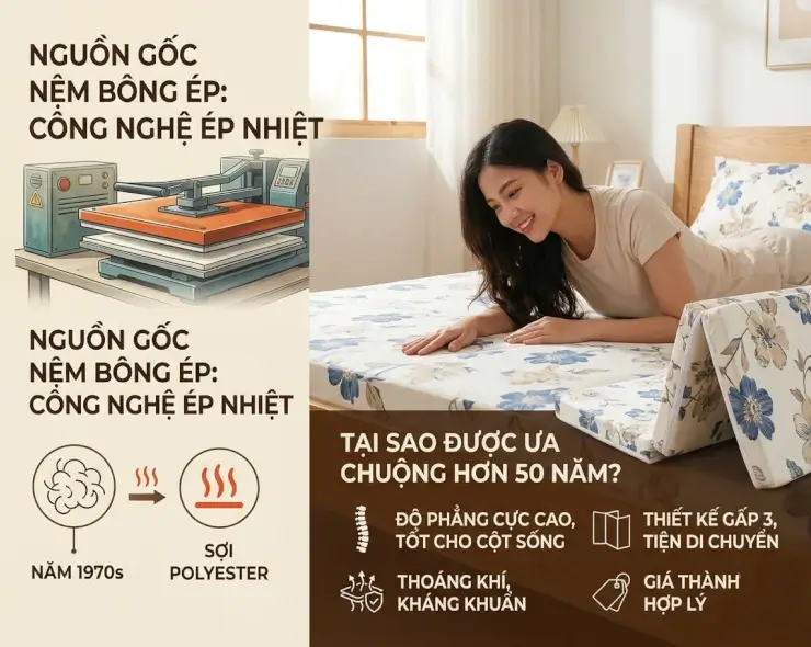 Nệm Bông Ép: Lịch sử và đặc điểm riêng biệt