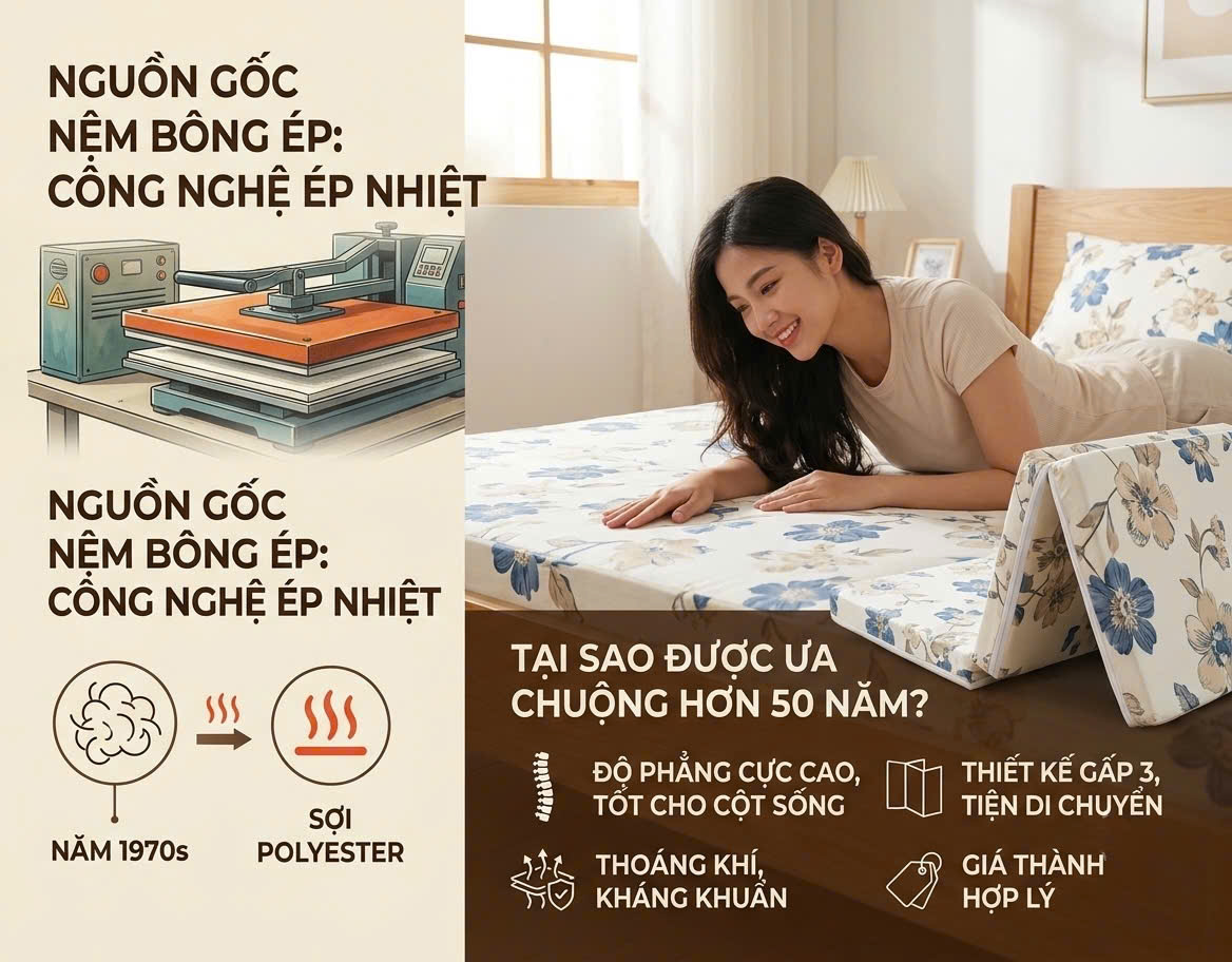 Nệm Bông Ép: Lịch sử và đặc điểm riêng biệt