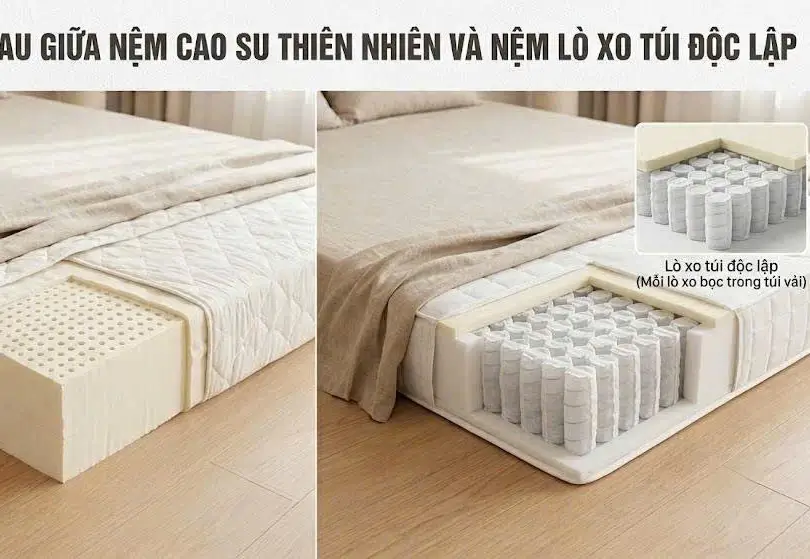 Những điểm khác nhau giữa nệm cao su thiên nhiên và nệm lò xo túi độc lập